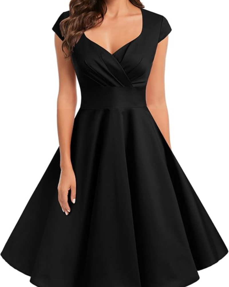 Gwen Vintage Damenkleid – 50er Jahre Stil, V-Ausschnitt & Elegante Knielänge
