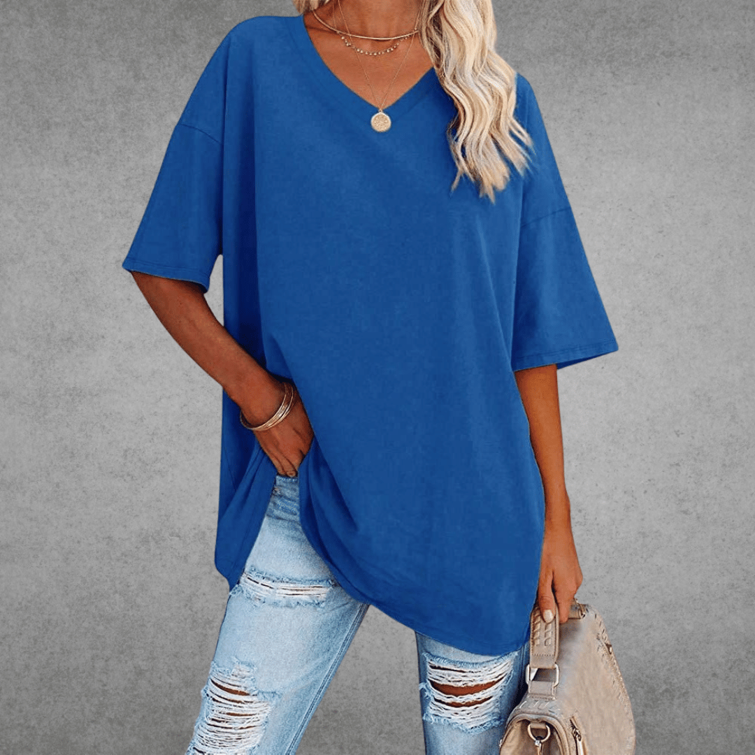 Ninon T-shirt Oversize Dames – Comfortabel ontwerp met V-hals & licht en ademend materiaal