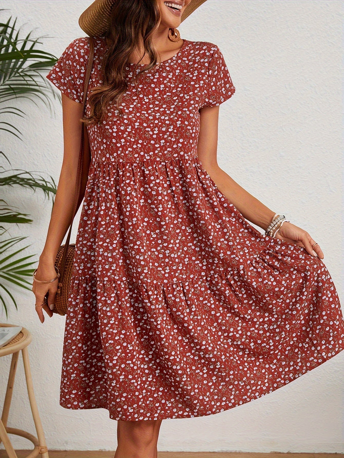 Katie Robe d'Été Femme – Robe Fleurie Légère en Polyester avec Coupe Confortable