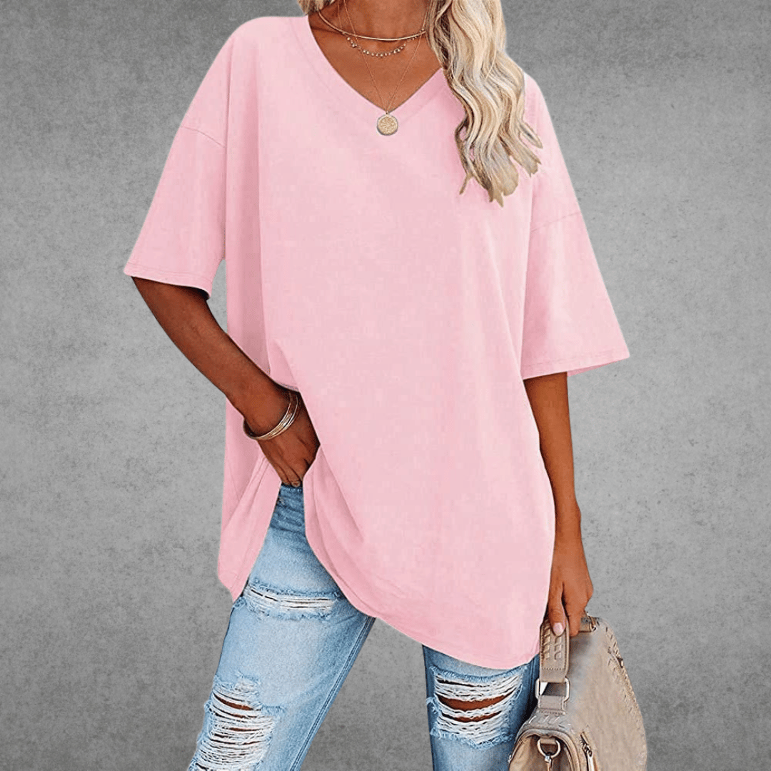Ninon T-shirt Oversize Dames – Comfortabel ontwerp met V-hals & licht en ademend materiaal