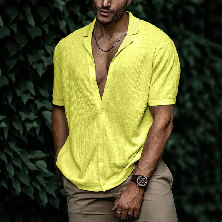 Leandro Chemise Homme Été – Chemise en Lin Respirante à Coupe Flatteuse pour Look Décontracté