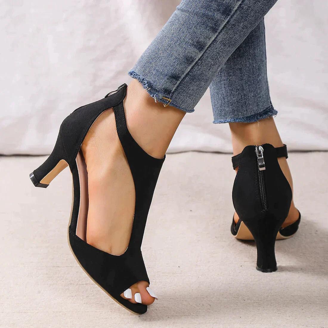 Dames Sandalen met Hakken Cassie – Elegante Open Schoenen met Uitsparingen & Steunzool