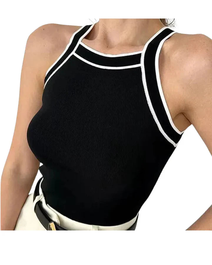 Haut femme Sophie – Haut noir et blanc à coupe classique et allure élégante