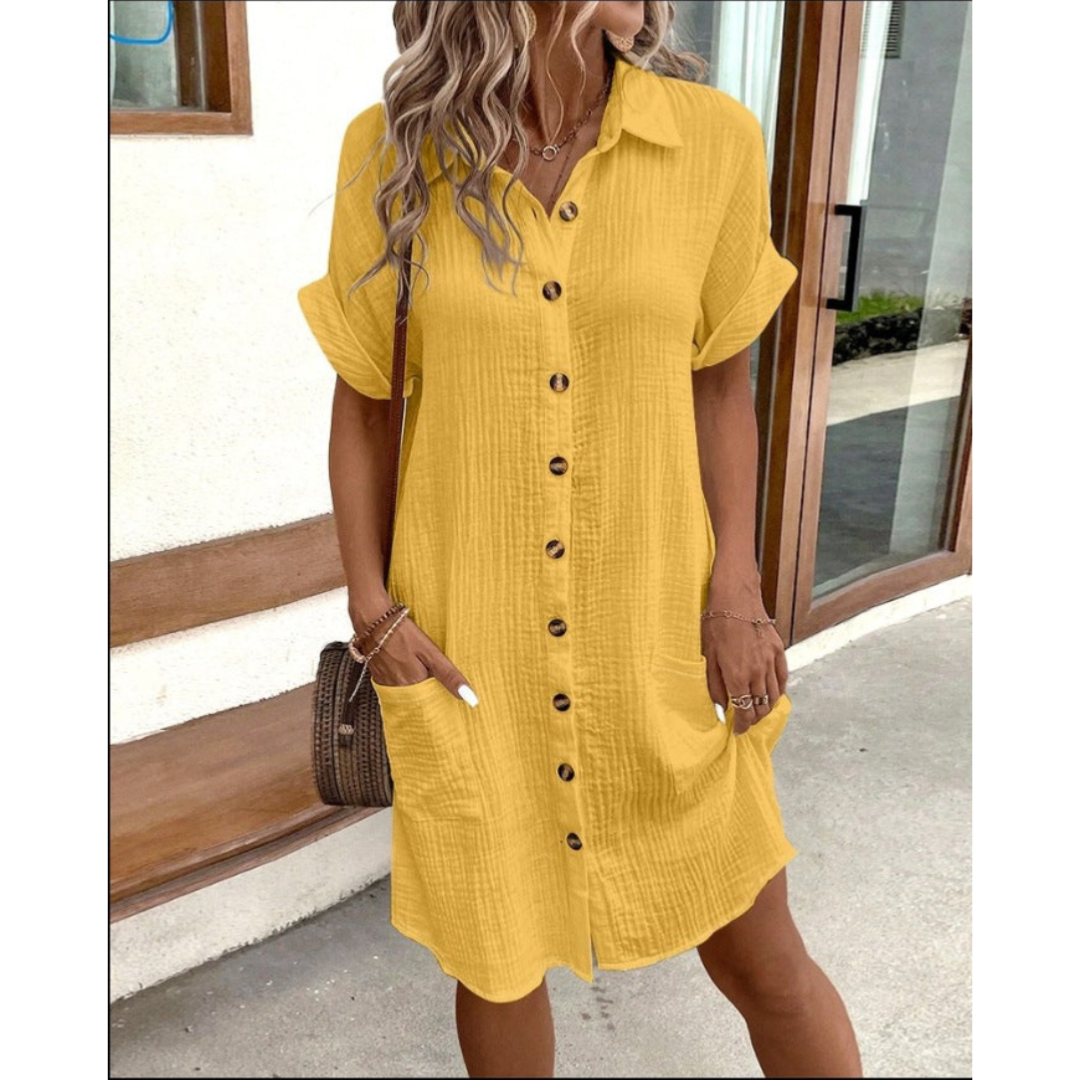 Rochie cămașă femei Gabriele – Rochie elegantă de vară cu talie marcată și croială aerisită