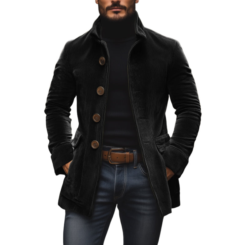 Emerson Manteau Homme Velours Côtelé – Coupe Slim avec Col Montant & Poches Latérales Élégantes