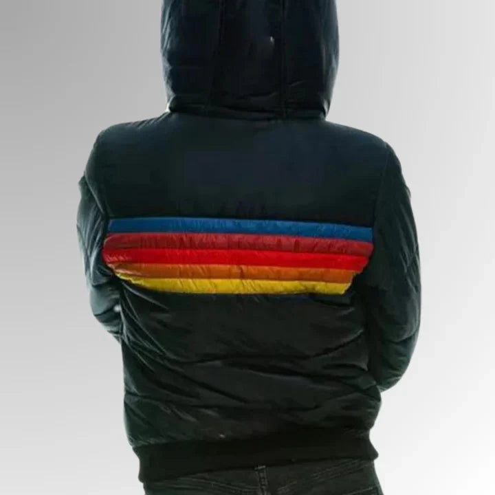 Scarlett Doudoune Damen Retro – Mehrfarbiger Wintermantel mit Kapuze und Reißverschluss