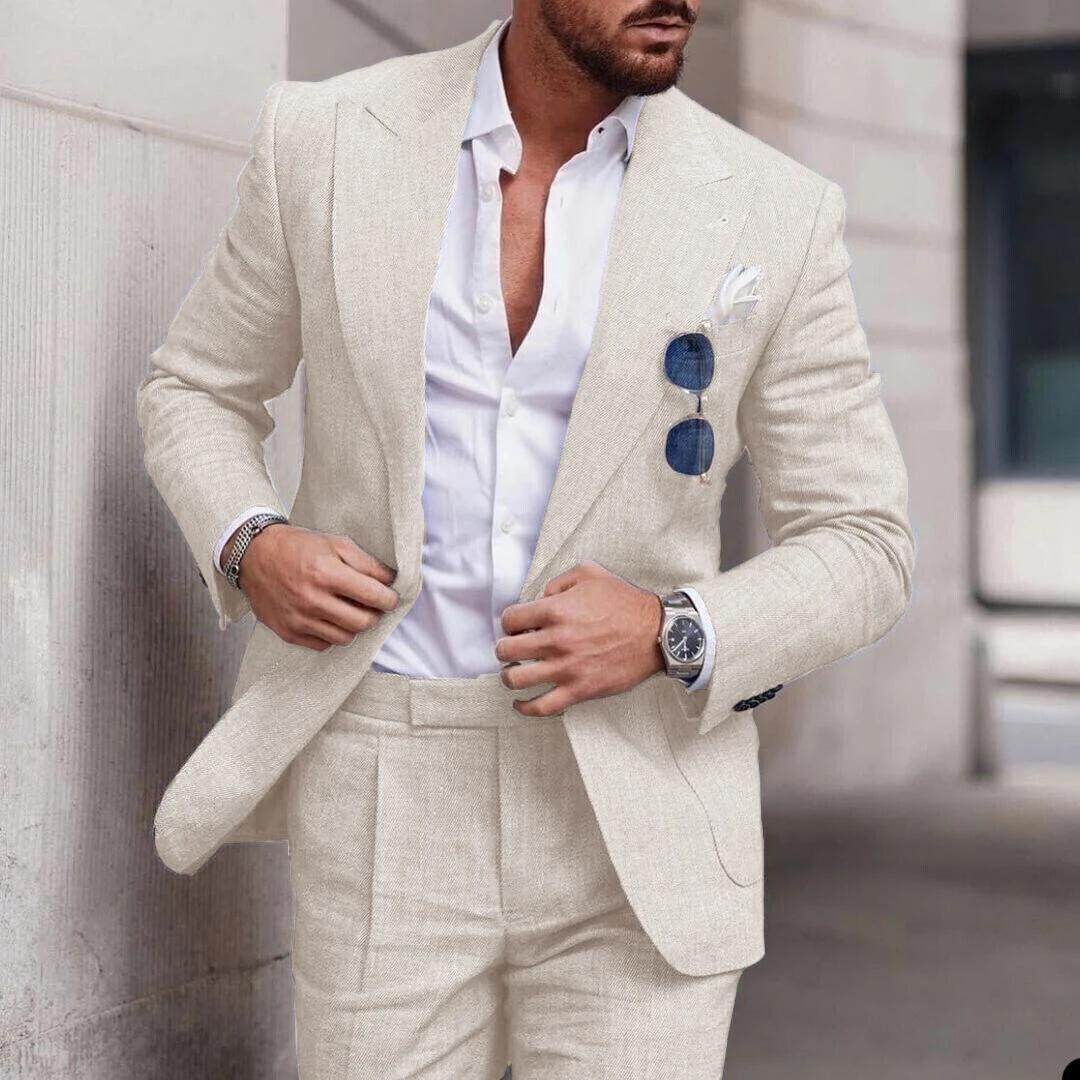 Fato de verão para homens Albin - Fato leve de duas peças com corte moderno e botões elegantes
