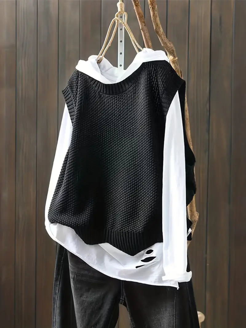 Vanya Pull Sin Mangas Mujer – Corte Recto Cómodo & Cuello Redondo Clásico