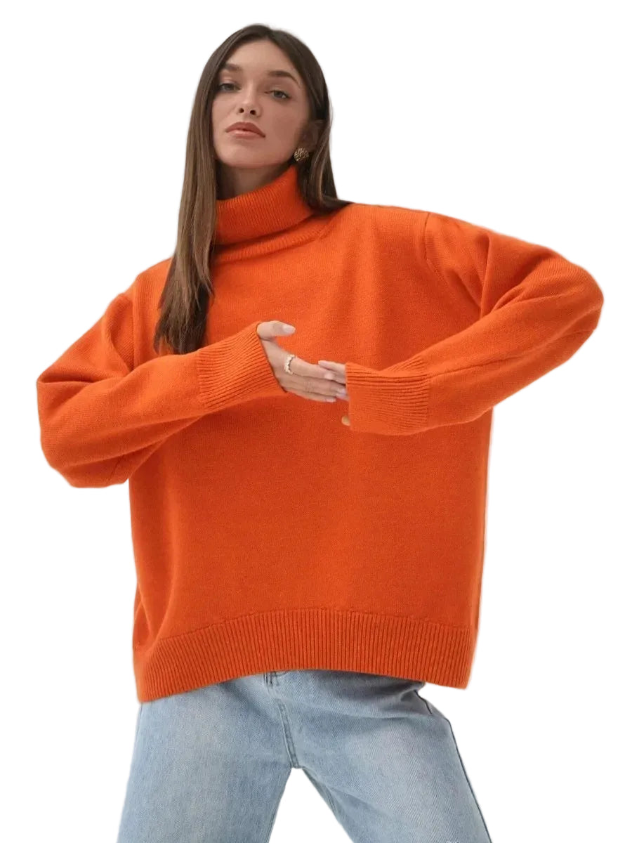 Elise Pull Col Roulé Oversize Femme – Pull en Maille Douce et Chaude au Style Intemporel