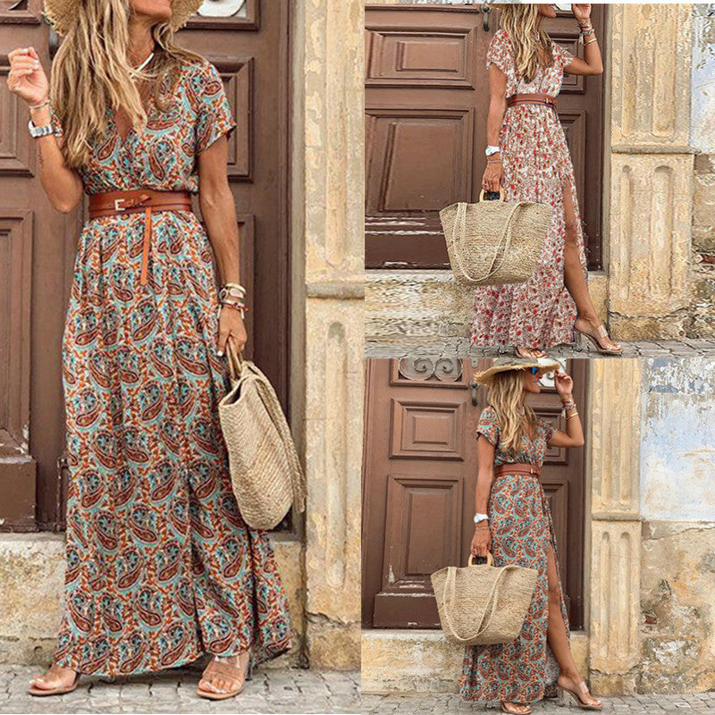 Susan Robe Fleurie Femme – Elegant kjole med V-hals i polyester med komfortabel pasform og smart stil