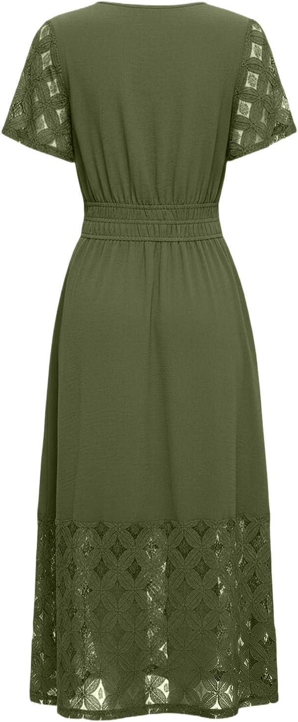 Emma dámsky župan – maxi bohémske šaty s výstrihom do V, empire pás, vrecká, ľahké letné