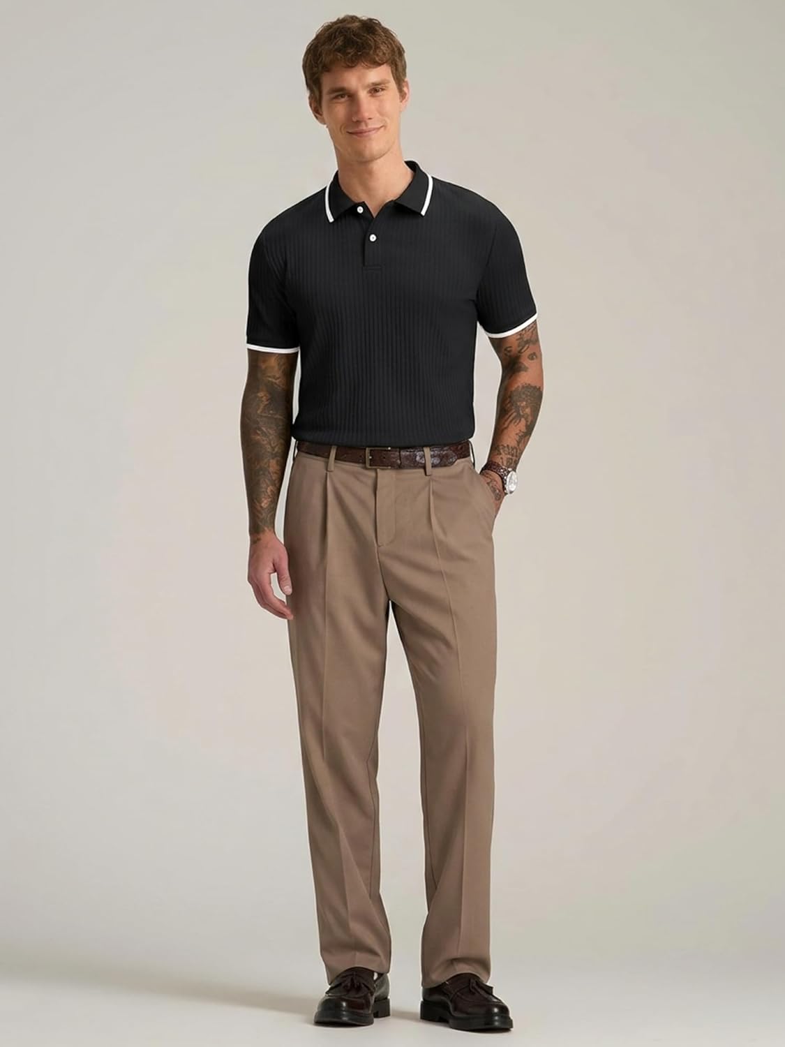 Adrien Polo Herre – Stretchstrikket Polo, Lett & Elegant Business Casual Stil
