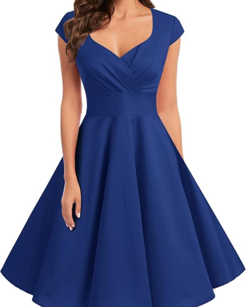 Gwen Vintage Damenkleid – 50er Jahre Stil, V-Ausschnitt & Elegante Knielänge