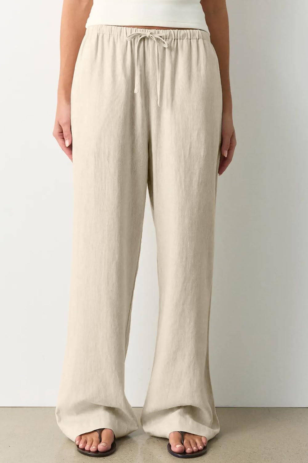 Zyrill Pantaloni damă din in Palazzo – croială largă, talie elastică, ușori, chic de vară