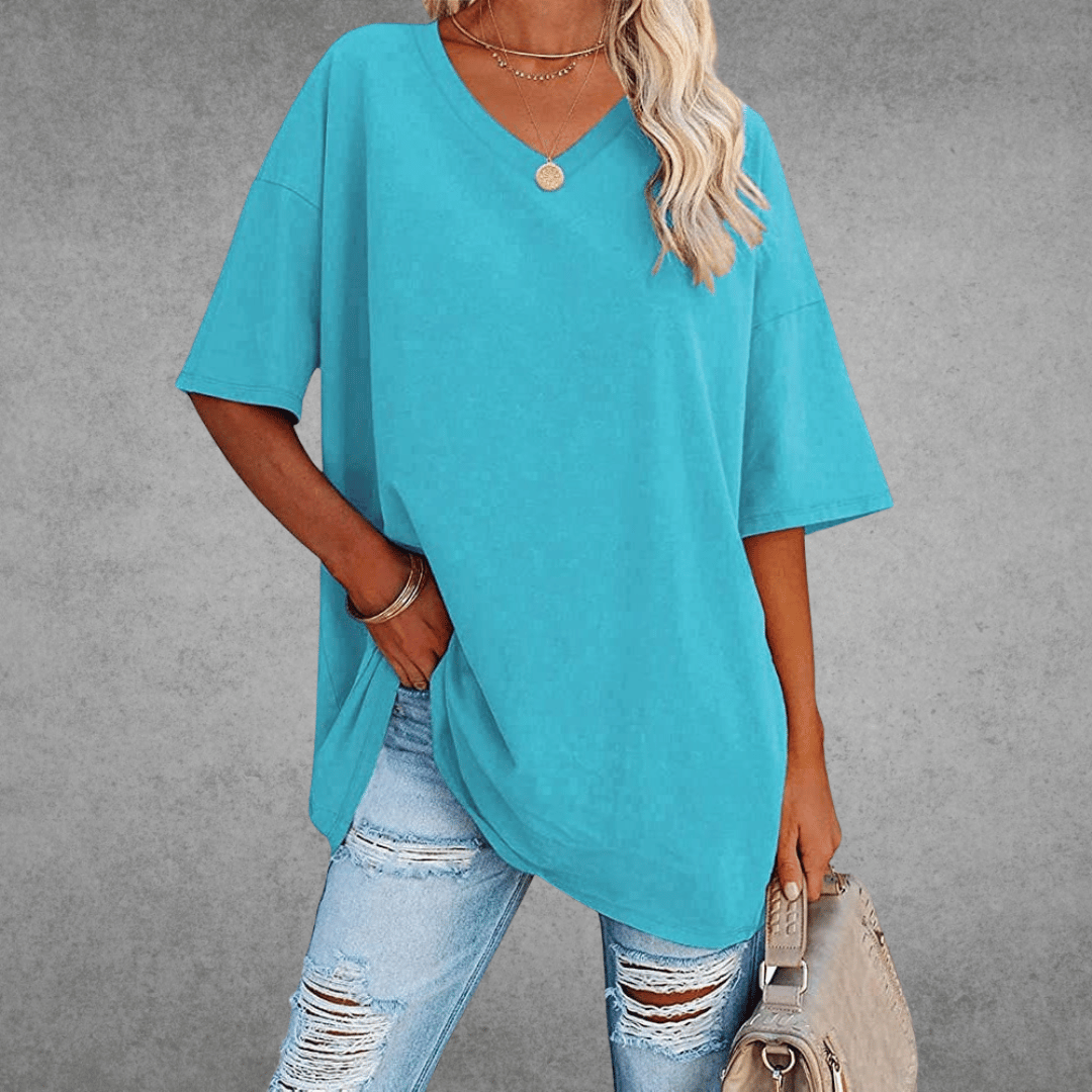 Ninon T-shirt Oversize Dames – Comfortabel ontwerp met V-hals & licht en ademend materiaal
