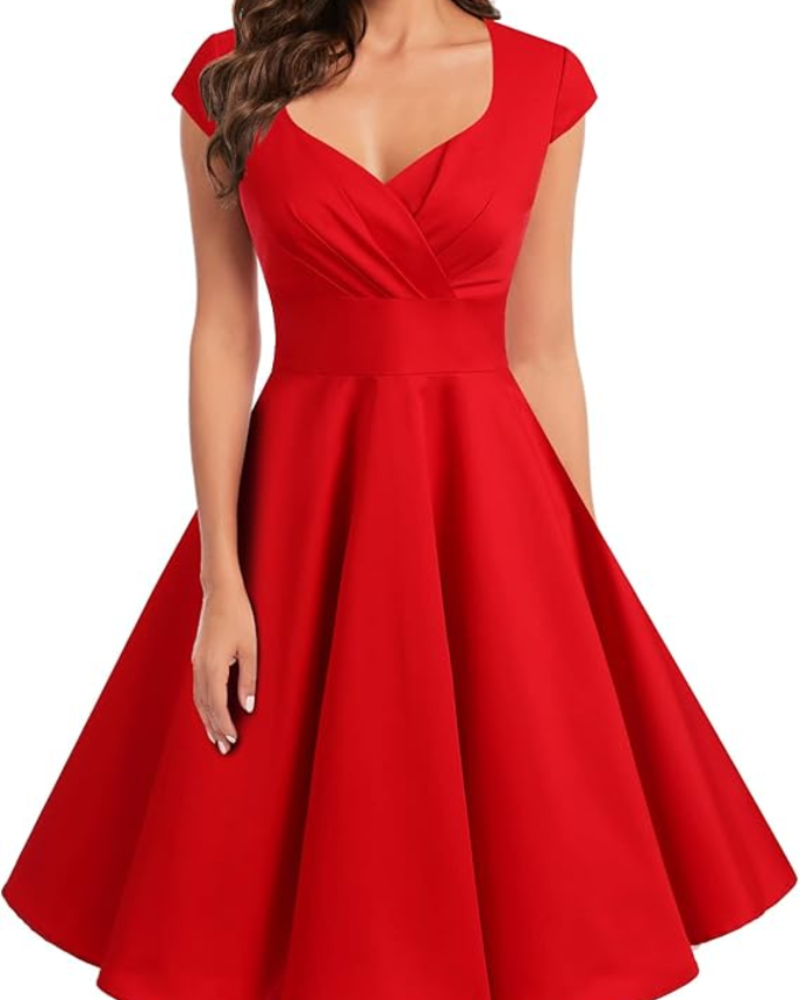 Gwen Vintage Damenkleid – 50er Jahre Stil, V-Ausschnitt & Elegante Knielänge