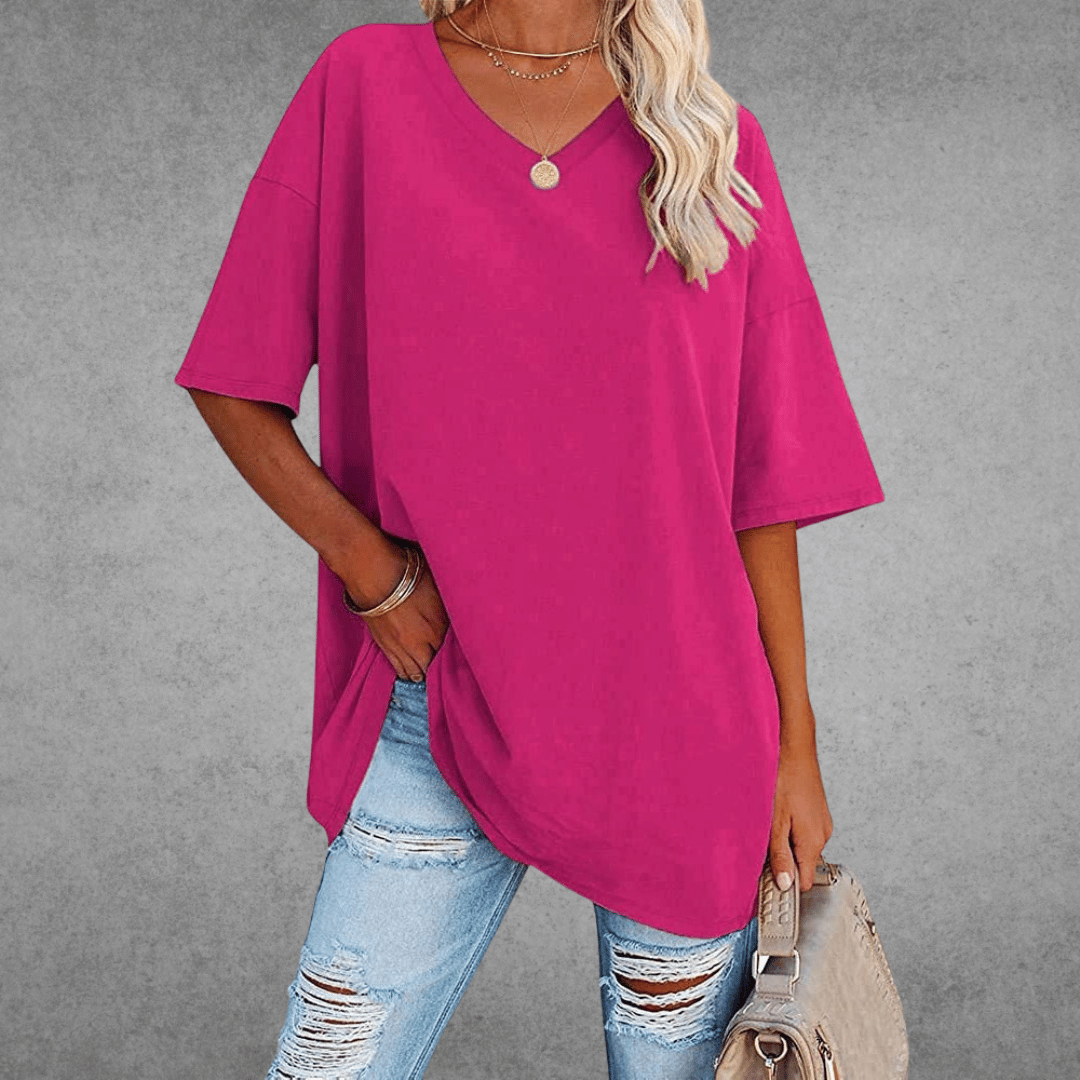 Ninon T-shirt Oversize Dames – Comfortabel ontwerp met V-hals & licht en ademend materiaal