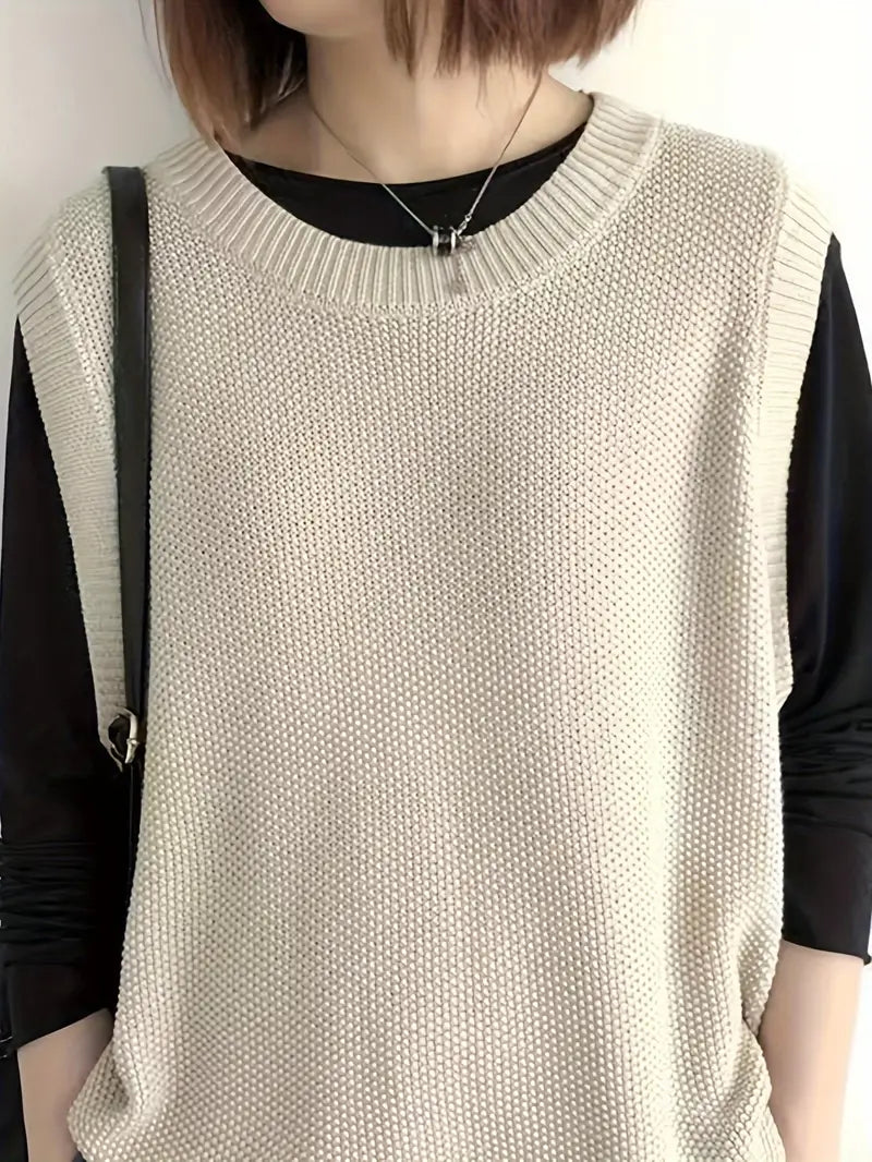 Vanya Pull Sin Mangas Mujer – Corte Recto Cómodo & Cuello Redondo Clásico