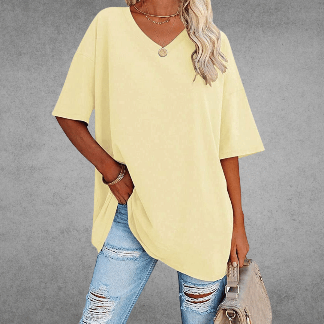 Ninon T-shirt Oversize Dames – Comfortabel ontwerp met V-hals & licht en ademend materiaal