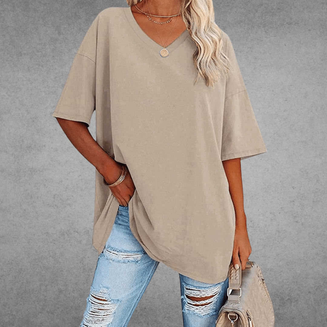 Ninon T-shirt Oversize Dames – Comfortabel ontwerp met V-hals & licht en ademend materiaal