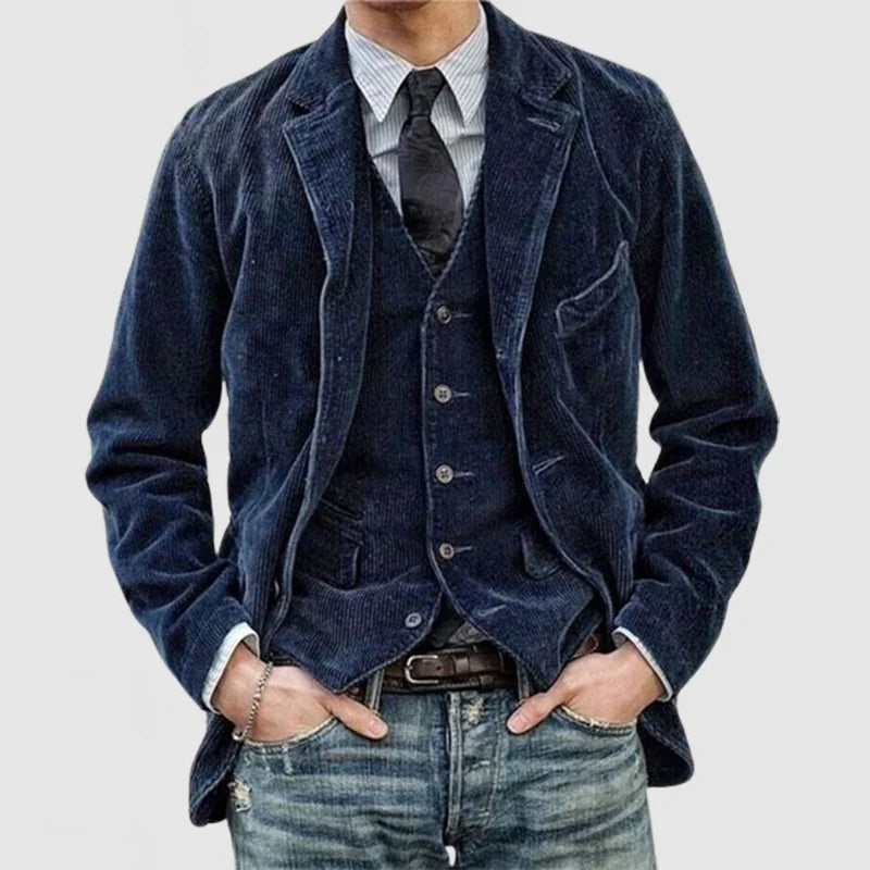 James Blazer Herre i Fløyel med Ribb – Elegant, Varm & Allsidig med Moderne Vest