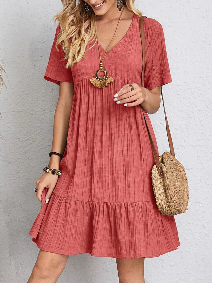 Vestido de Verão Mulher Julietta – Vestido Largo com Decote em V e Conforto Arejado para Dias Quentes