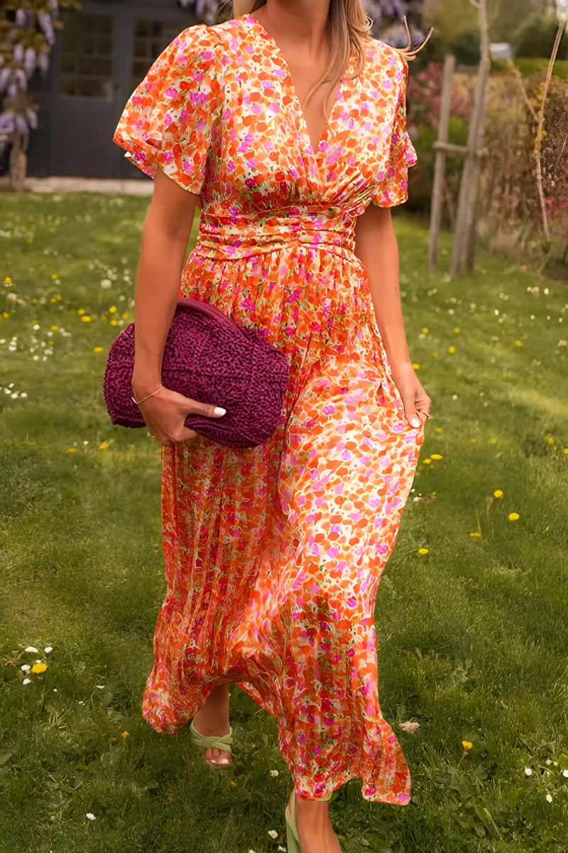 Elisa Jurk Fleurie Dames – Mouwloze Vloeiende Jurk met Getailleerde Taille voor Lente & Zomer