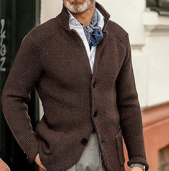 Edward Blazer Férfi Vintage – Elegáns Álló Gallér, Hosszú Ujjú & Időtlen Stílus