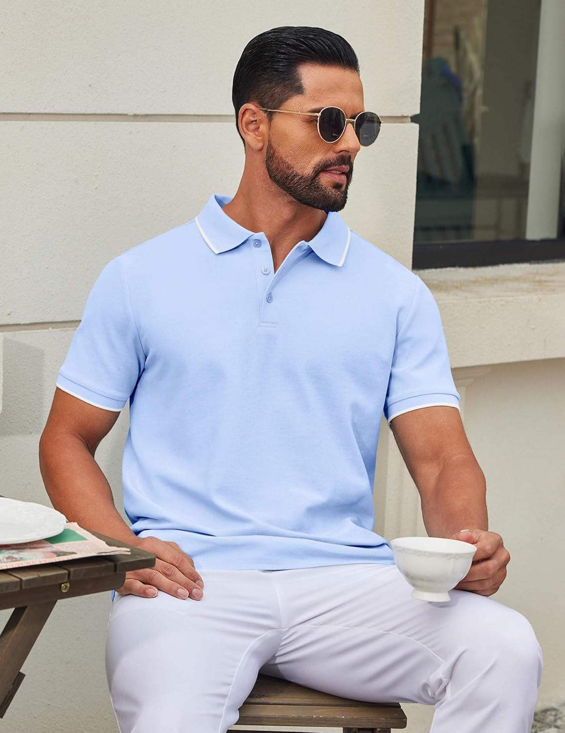 Leon Polo Uomo – Polo in Cotone Piqué a Maniche Corte, Stile Casual & Golf Elegante
