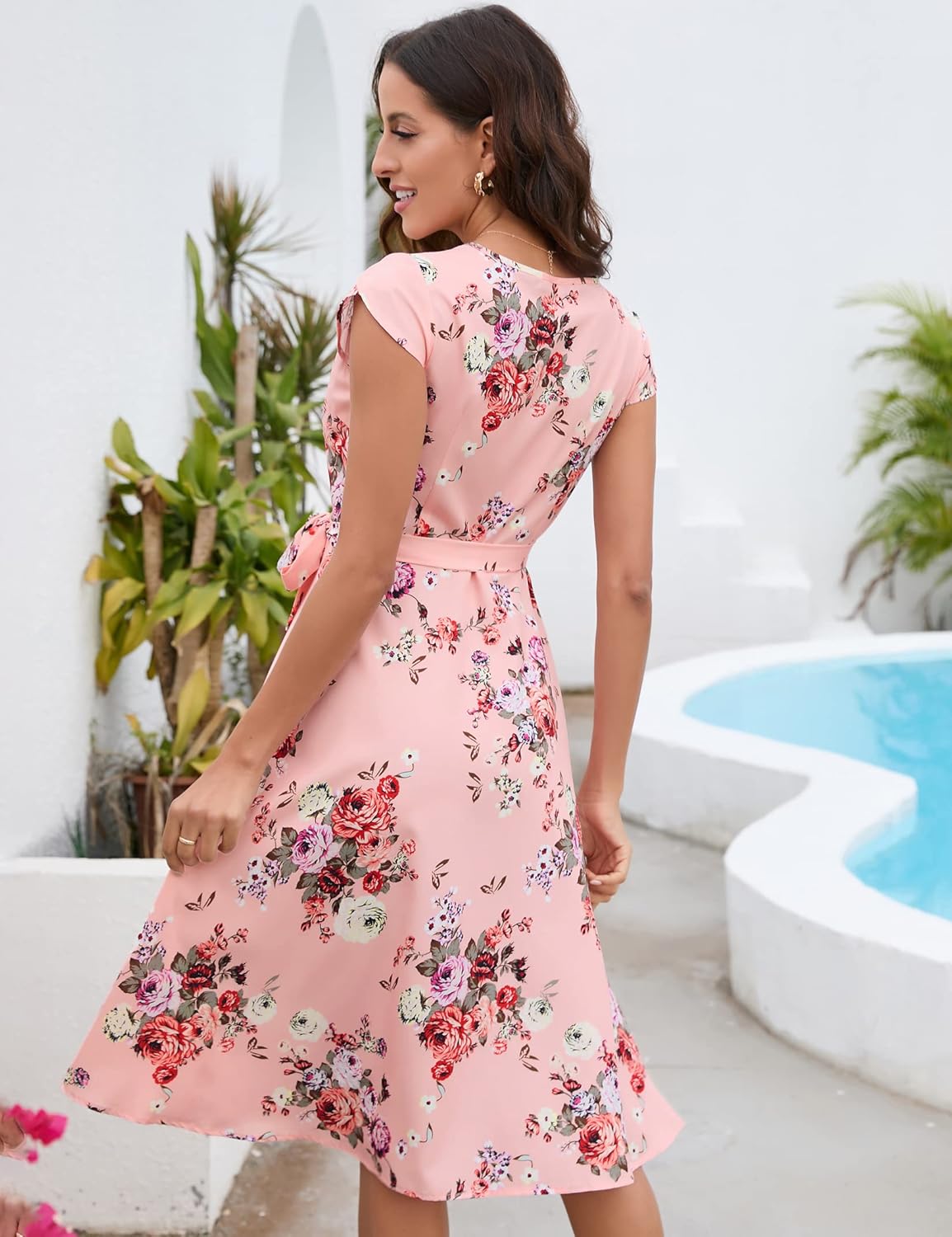 Rochie Sofia Fleurie pentru femei – Rochie petrecută cu mâneci petală, elegantă de vară