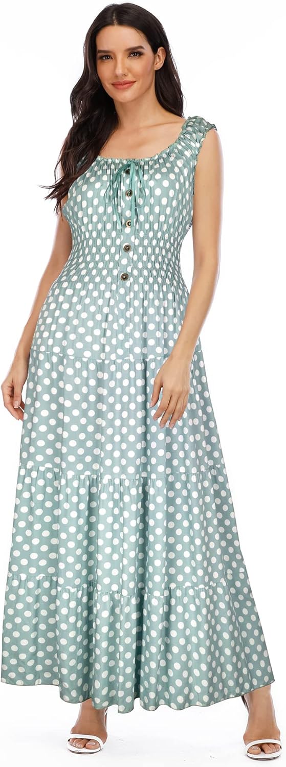 Lina bohemien maxi jurk dames – lange luchtige jurk met bloemenprint, elegante zomer