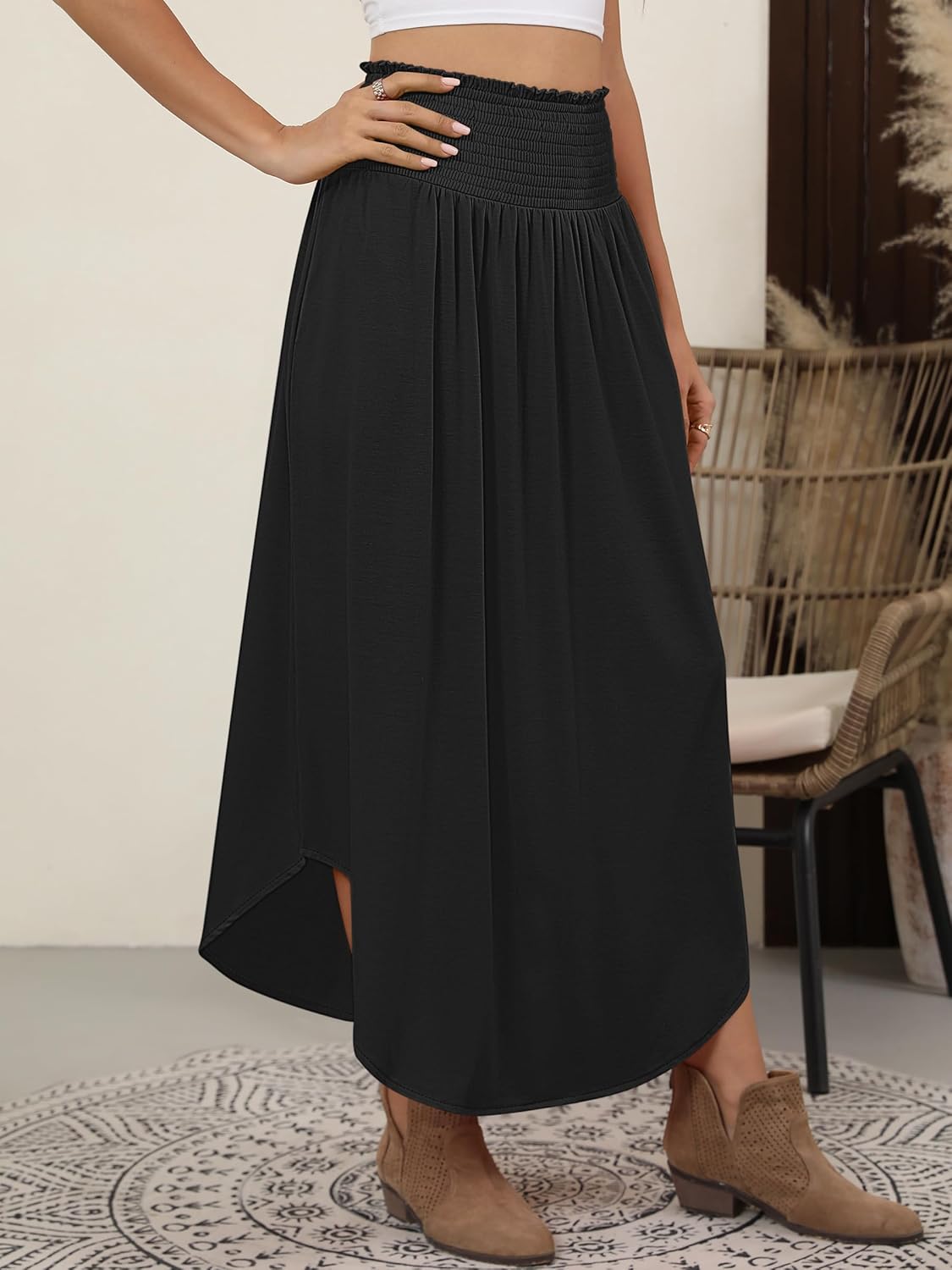 Lulu Gonna Lunga Donna – Gonna Maxi Bohemien Floreale, Vita Alta e Fluida