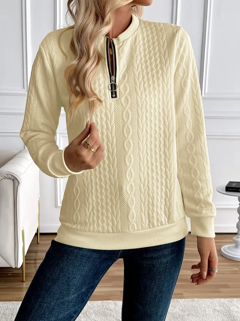 Margaux Sweat Femme Hiver – Komfortabel strikket lynlåstrøje med elegant design