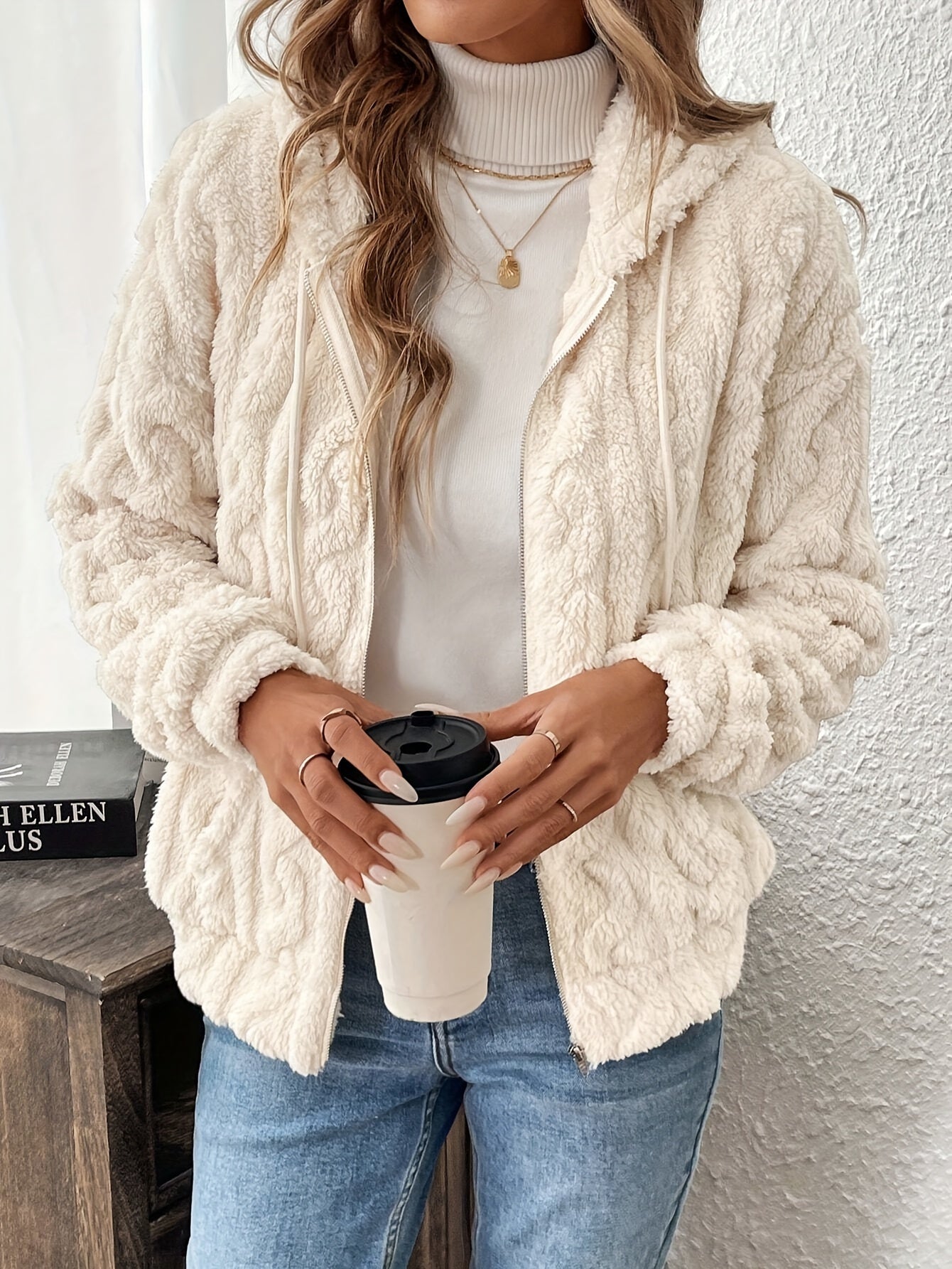 Francesca Veste Femme – Reißverschlussjacke mit Kapuze aus weichem und warmem Fleece für Herbst/Winter