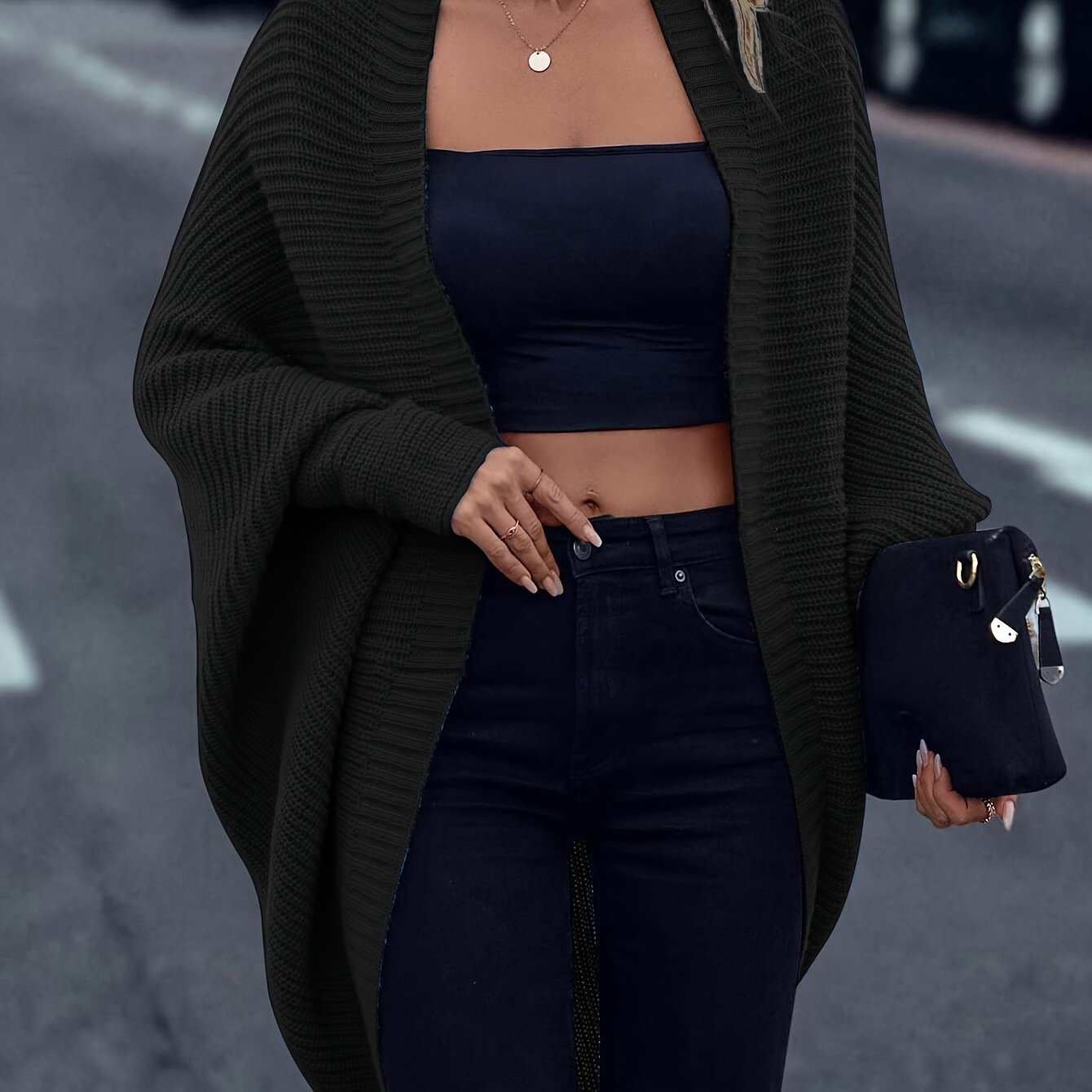 Madison Cardigan Tricoté Oversize para Mujer – Capa Invernal Suave con Corte Informal y Apertura en la Parte Delantera