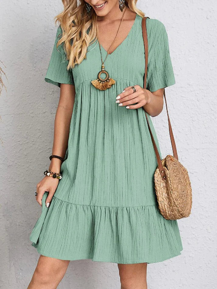 Vestido de Verão Mulher Julietta – Vestido Largo com Decote em V e Conforto Arejado para Dias Quentes
