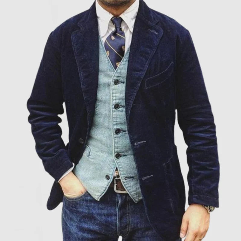James Blazer Herre i Fløyel med Ribb – Elegant, Varm & Allsidig med Moderne Vest