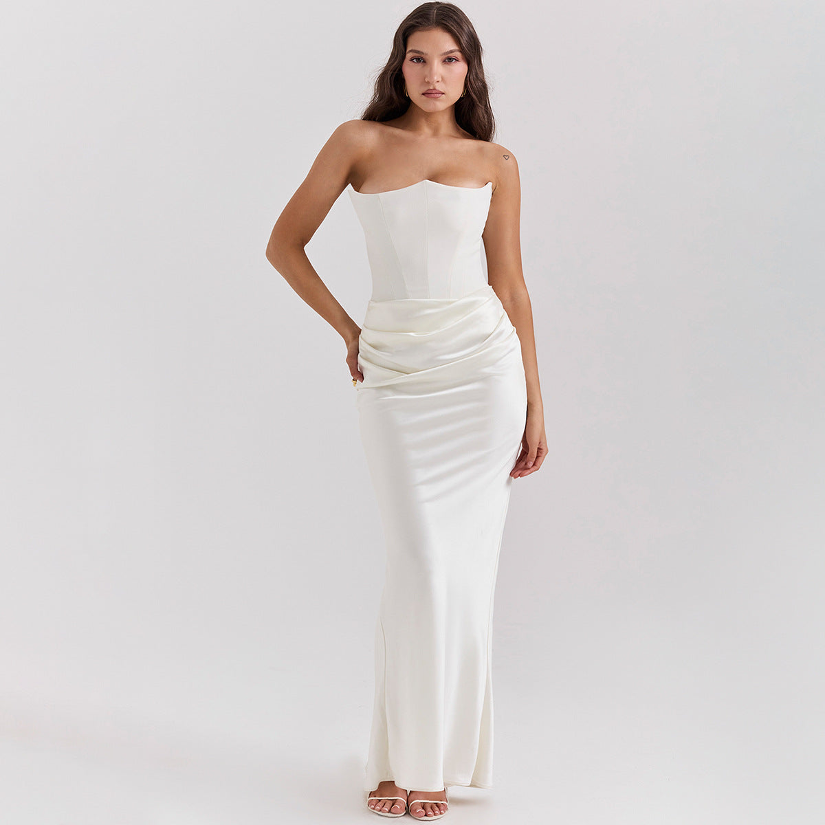 Katie Evening Dress Woman – Long Strapless Dress with Open Back & Elegant Fitted Cut