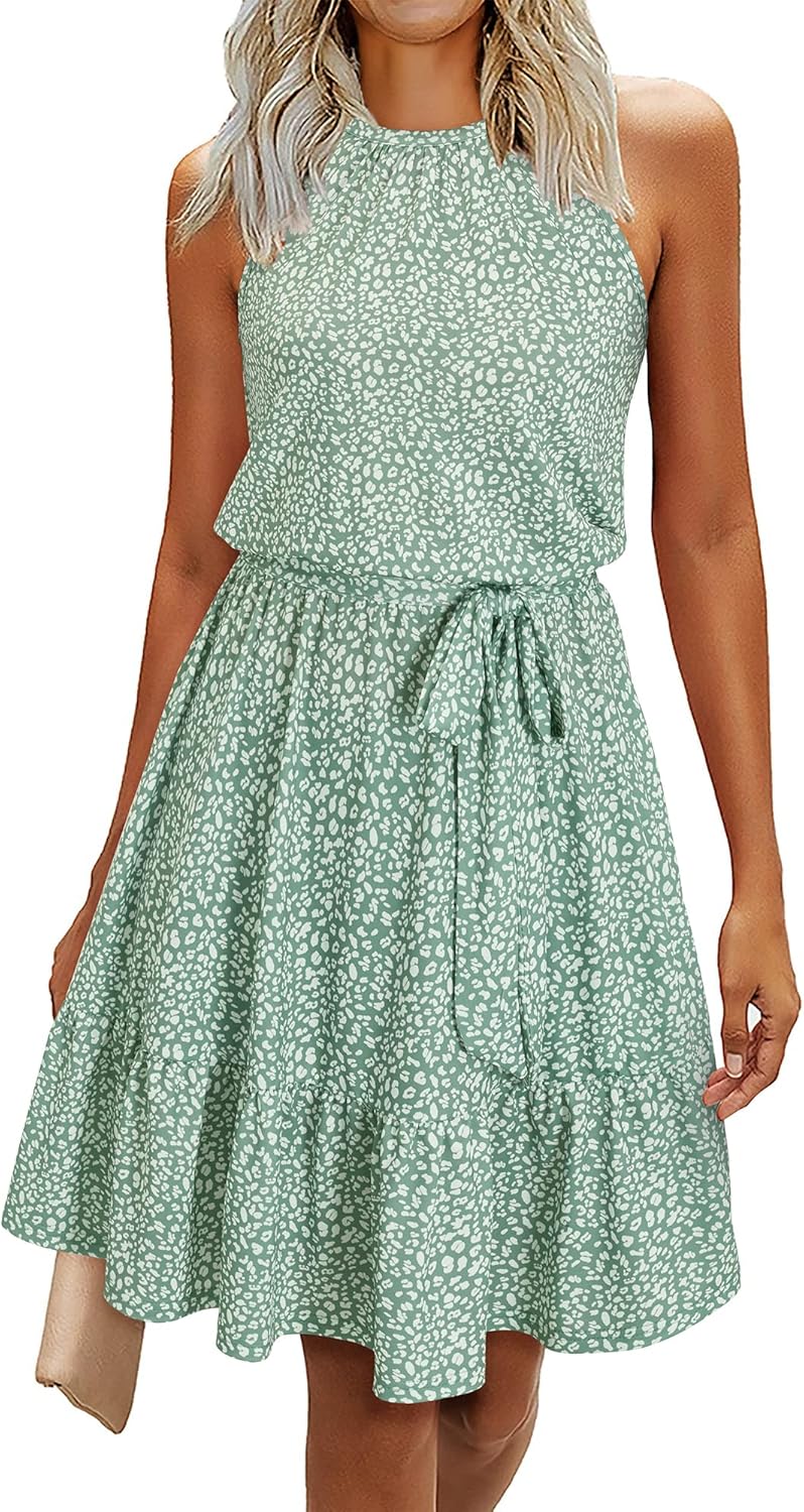 Vestido Sophie para mujer – Vestido de verano con espalda descubierta, línea A, fluido, con volantes y bolsillos, elegante