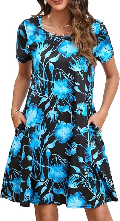 Tinker Women's T-Shirt Dress – Loose Fit, Crew Neck & Comfortable Pockets Summer