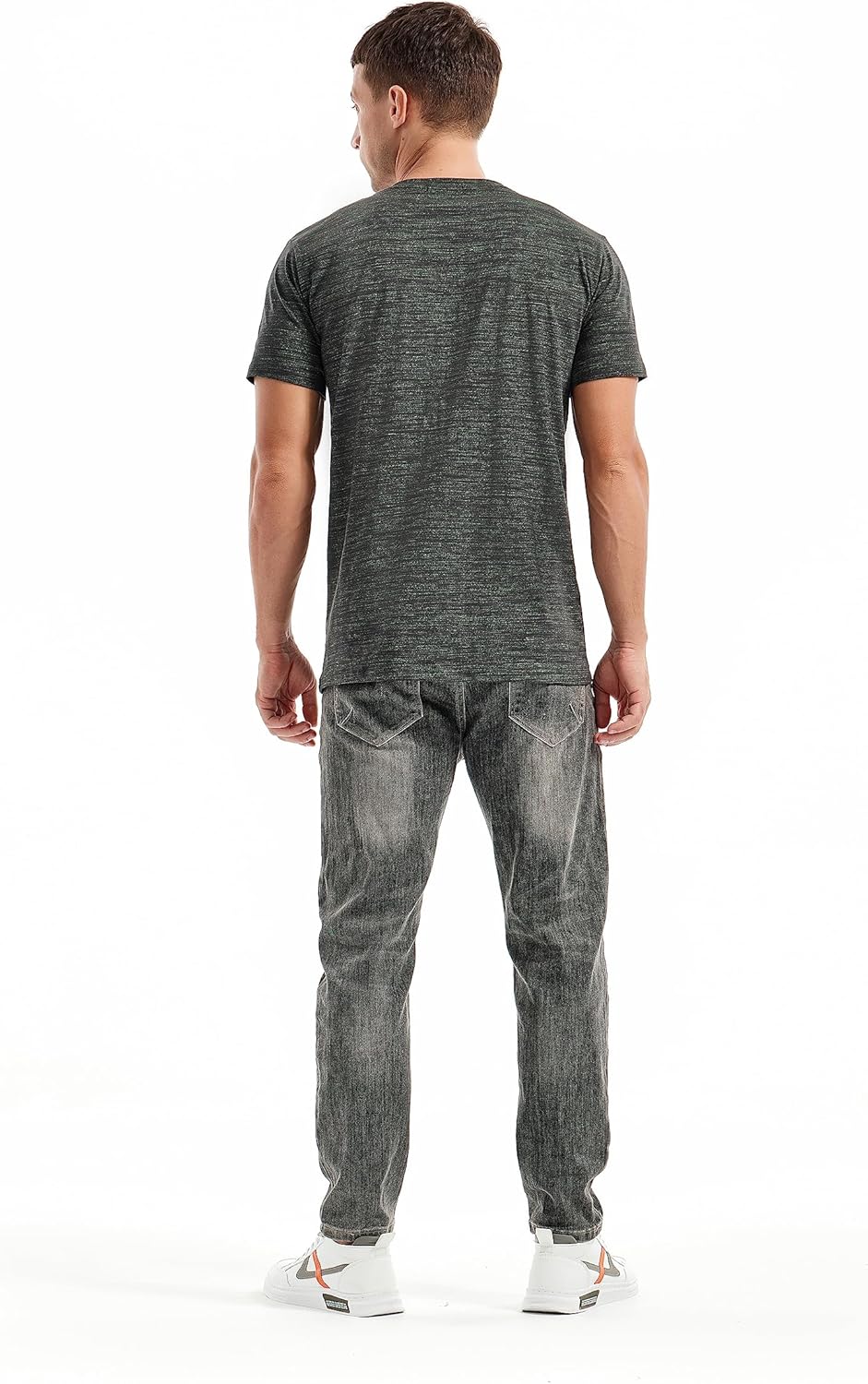 Ethan T-Shirt Uomo – Maglietta a V in Cotone Elasticizzato, Taglio Slim e Stile Casual