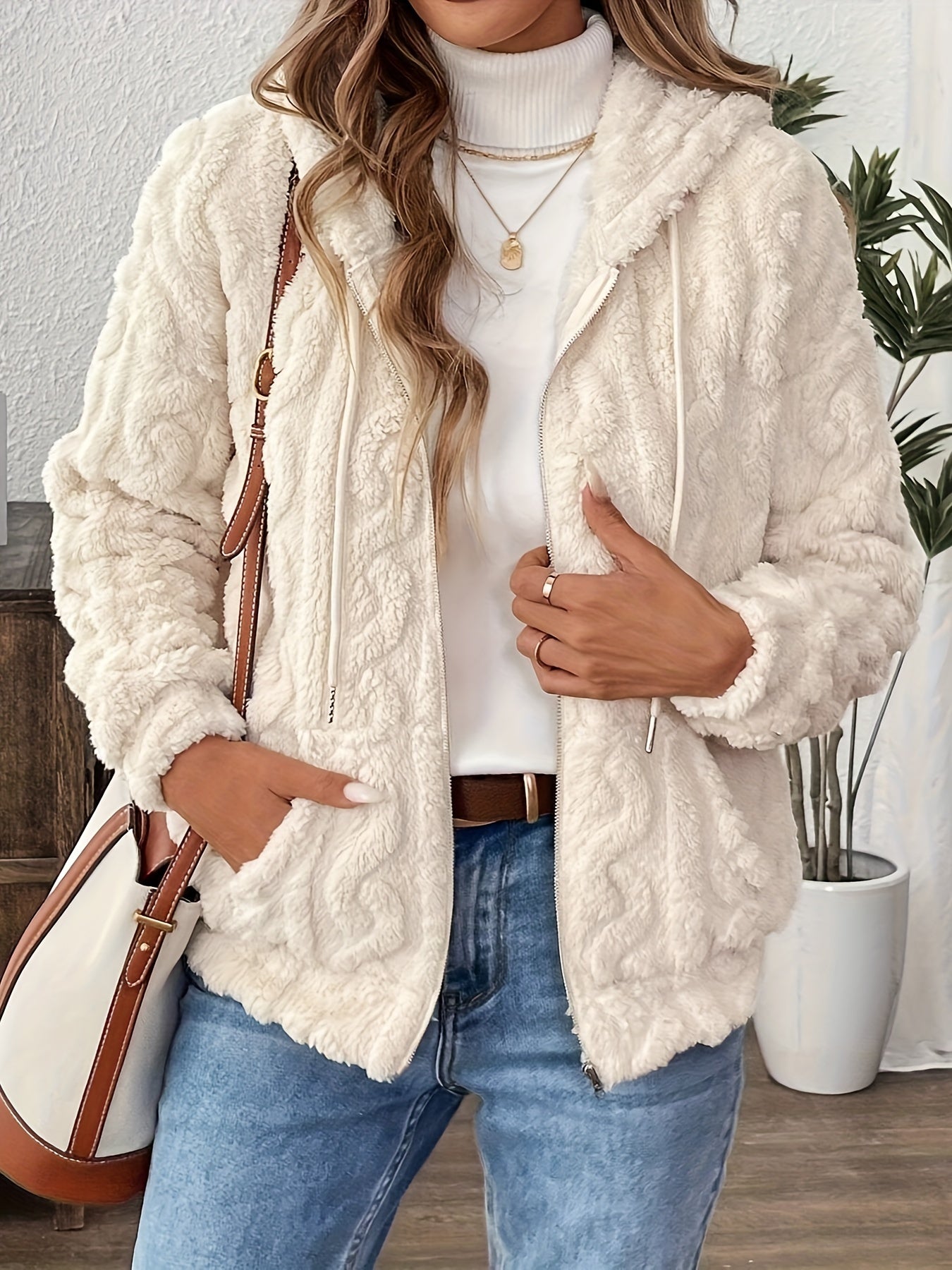 Francesca Veste Femme – Reißverschlussjacke mit Kapuze aus weichem und warmem Fleece für Herbst/Winter