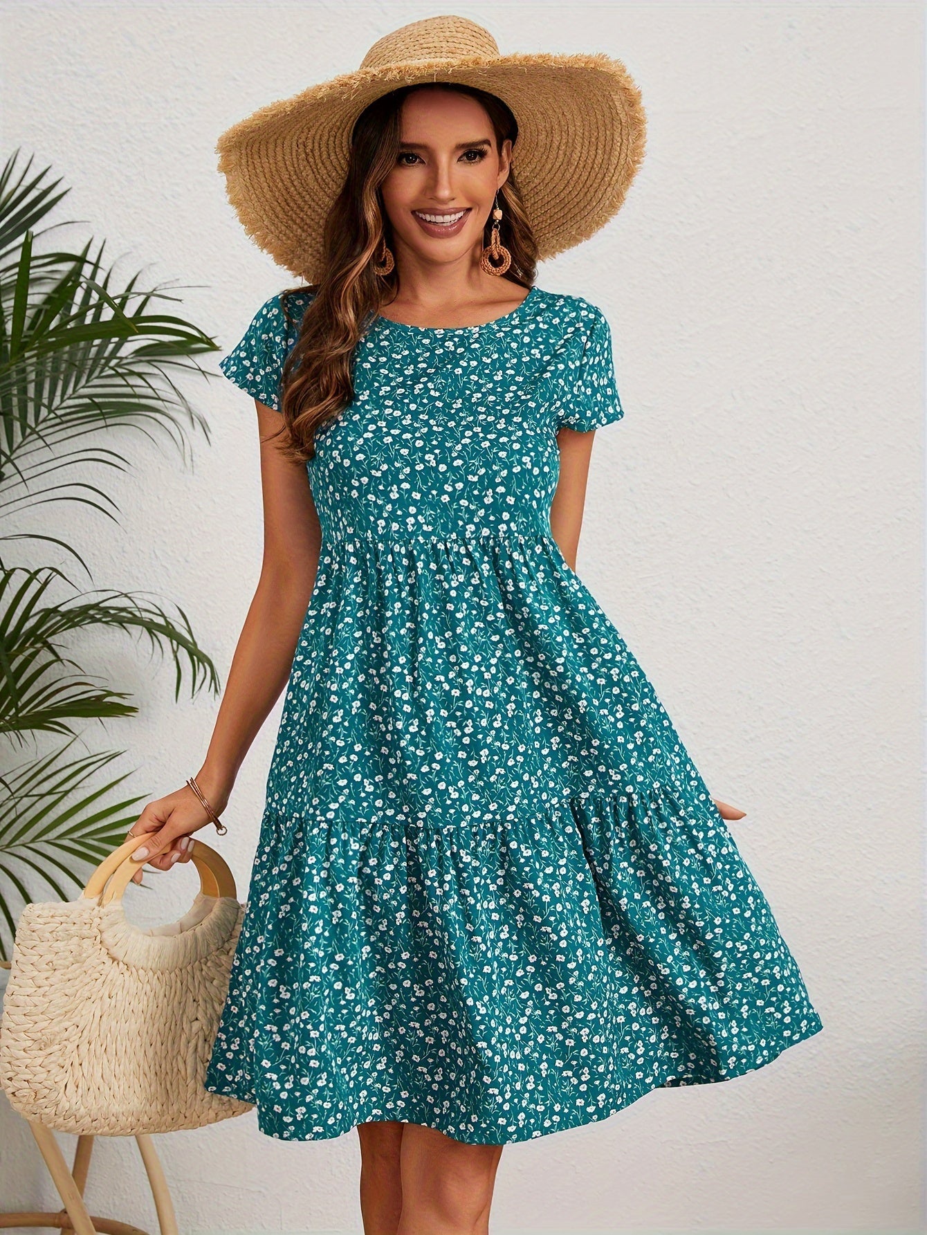 Katie Robe d'Été Femme – Robe Fleurie Légère en Polyester avec Coupe Confortable