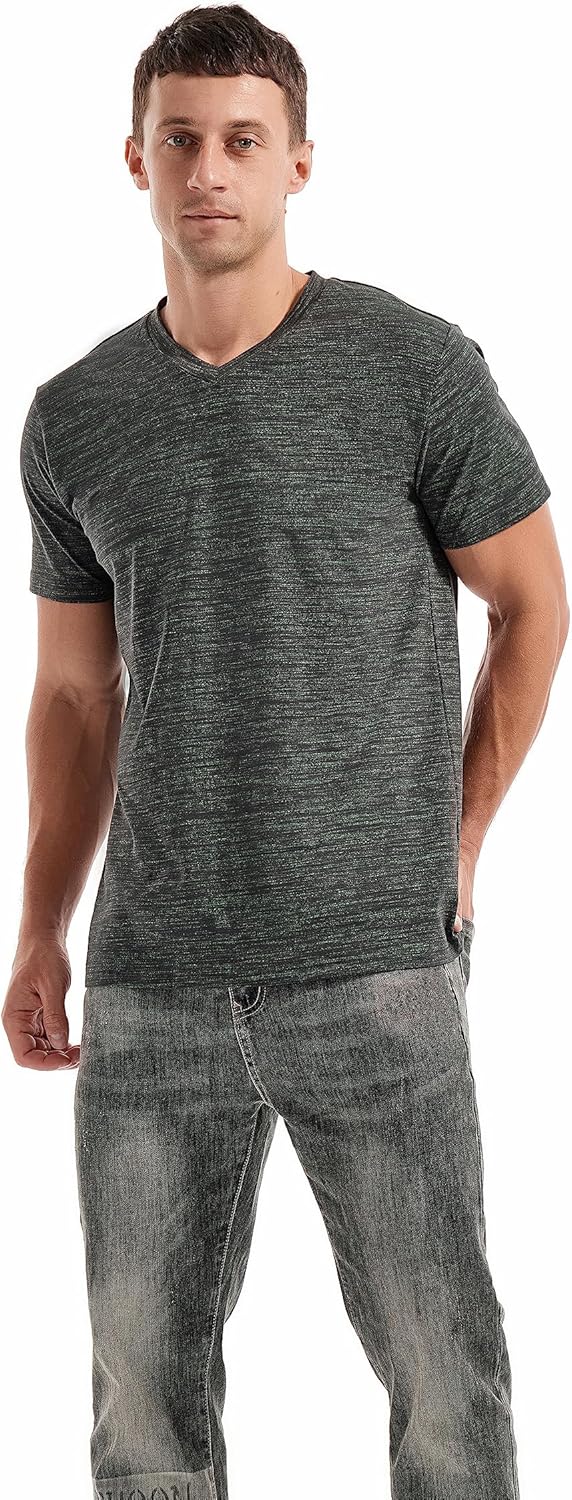 Ethan T-Shirt Uomo – Maglietta a V in Cotone Elasticizzato, Taglio Slim e Stile Casual