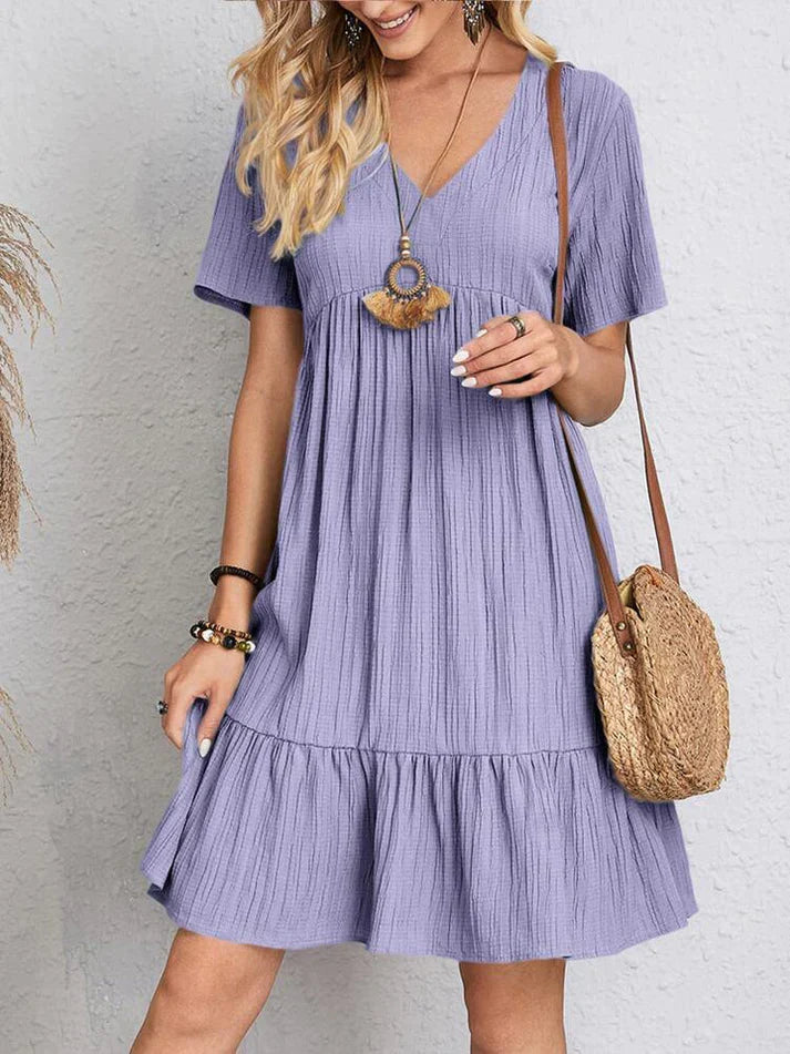 Vestido de Verão Mulher Julietta – Vestido Largo com Decote em V e Conforto Arejado para Dias Quentes
