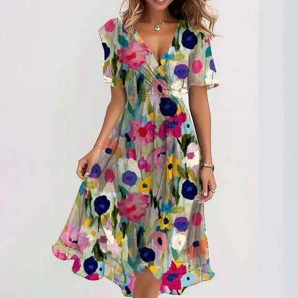 Vestido Mujer Clara – Elegante Vestido de Manga Corta con Corte Favorecedor y Diseño Atemporal