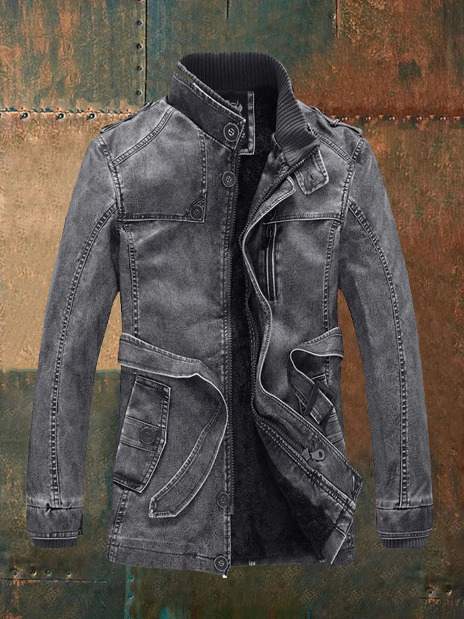 Shon Veste Homme Cuir Vintage – Styl retro elegantní s teplou podšívkou a klasickými knoflíky