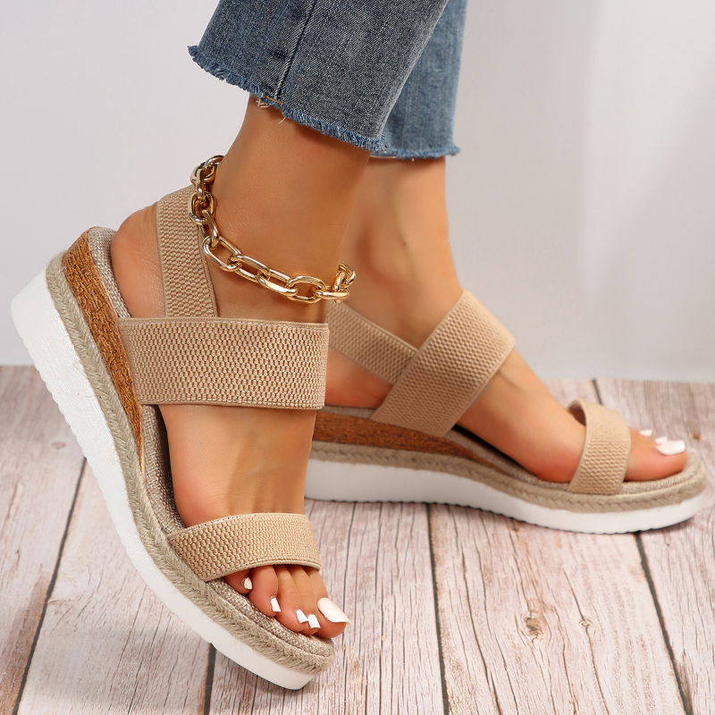 Anna Sandales à Plateau Femme – Brides Élastiques & Sandales d'Été Confortables au Look Stylé
