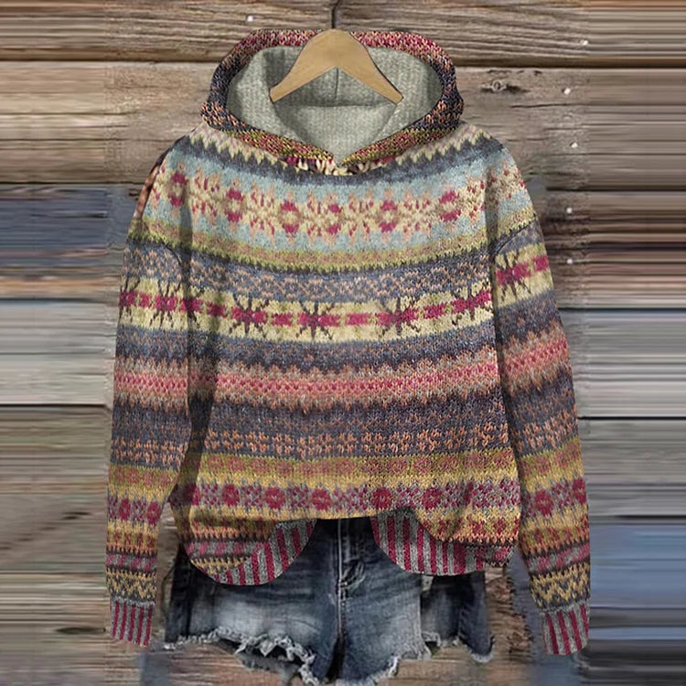Gwen Sweat Femme – Sweat à Capuche Retro Etnisk Komfortabel & Afslappet Stil