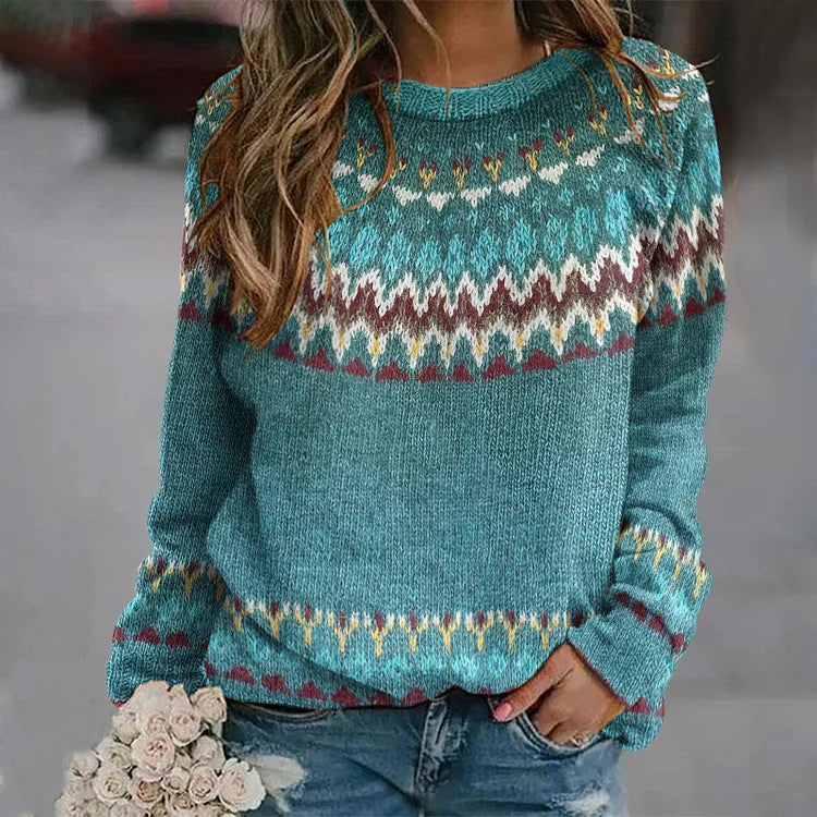 Melody Pullover Damen – Eleganter & Bequemer Retro-Pullover mit Wellenmuster aus Premium-Strick